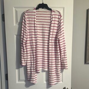 Chico's Pink and White Striped Cardigan